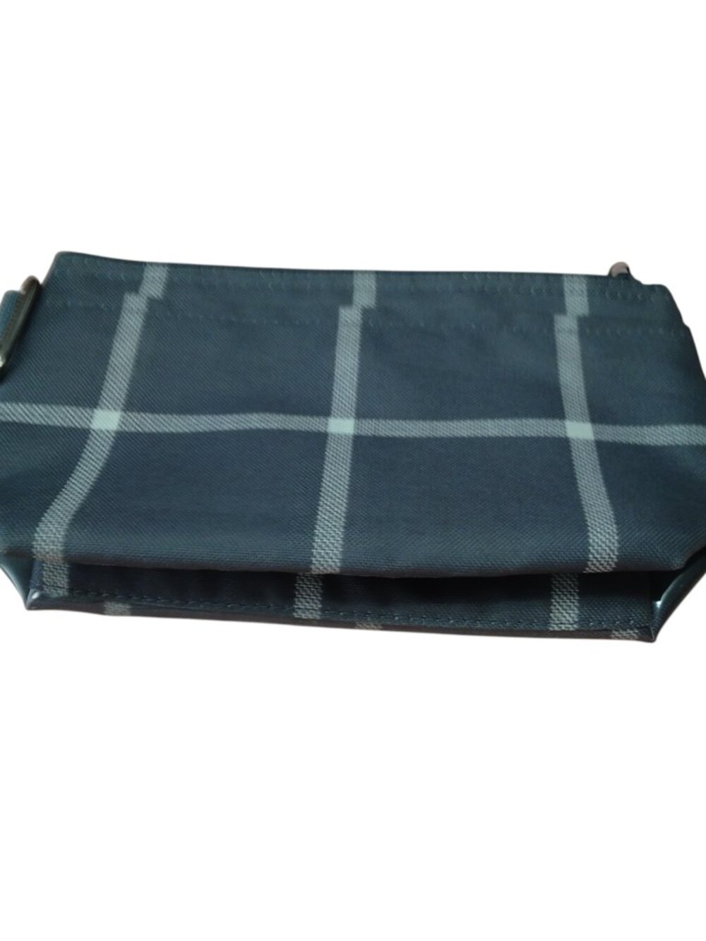 Thirty-One Gray Plaid Zip Up Pouch Cosmetic Make Up Bag Travel Vacation Classic - Picture 5 of 5